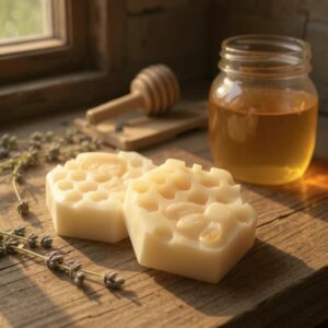 Honey and Shea Butter Essential Oils Soap in Vetiver, Bergamot and Rosewood Oils, Honey from our Hives
